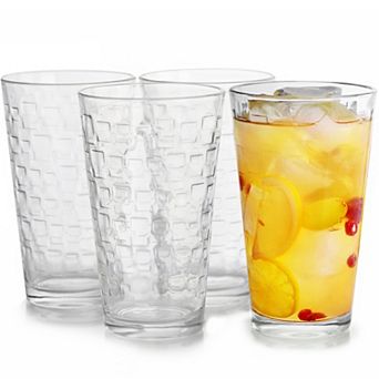 Gibson Home Great Foundations 4 pc 16 Ounce Tumbler Set, Square Pattern