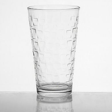 Gibson Home Great Foundations 4-Piece 16 Ounce Tumbler Set, Square Pattern