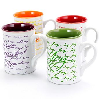 Gibson Inspirational Words 4 pc 16 Oz Mug Set
