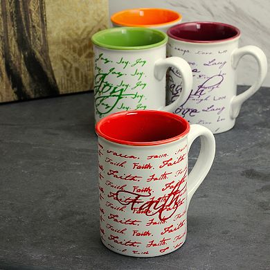 Gibson Inspirational Words 4 Piece 16 Oz Mug Set