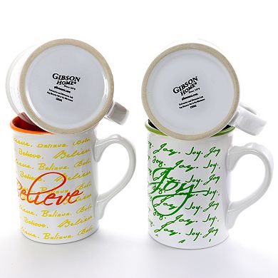 Gibson Inspirational Words 4 Piece 16 Oz Mug Set