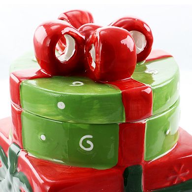 Gibson Home Christmas Estate 7.5 Inch Gift Box Holiday Cookie Jar