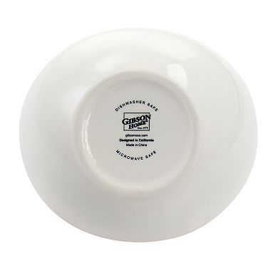 Gibson Home Crenshaw 4 Piece Hand Painted Stoneware 3-Tier Serving Bowl Set with Metal Rack