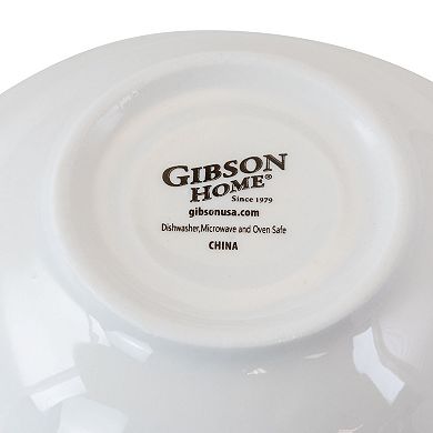Gibson Everyday Noble Court 7 Inch Fine Ceramic Bowls in White 12 Piece Set