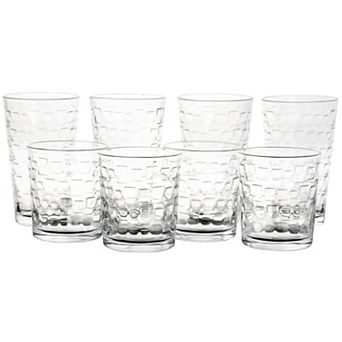 Gibson Home Canton 16 pc Embossed Square Glassware Tumbler Set
