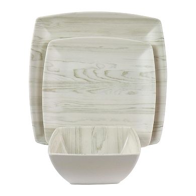 Gibson Home Woodgrain 12 Piece Melamine Dinnerware Set