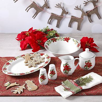 Perfect for Holidays Poinsettia 7 Piece Porcelain Serving Set
