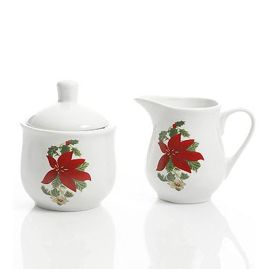 Perfect for Holidays Poinsettia 7 Piece Porcelain Serving Set