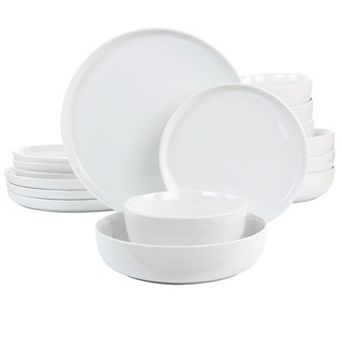 Gibson Home White Deco 16 pc Fine Ceramic Dinnerware Set