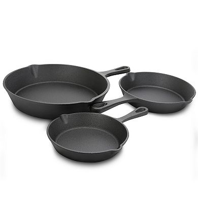 Gibson Home Addlestone 3 Piece Pre-Seasoned Cast Iron Skillet Set