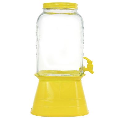 Gibson Home Chiara 2 Gallon Mason Cold Drink Dispenser with Metal Base and Lid