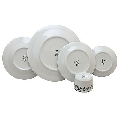 Gibson Home 20 Piece Ceramic Christmas Tree Trimming Dinnerware Set