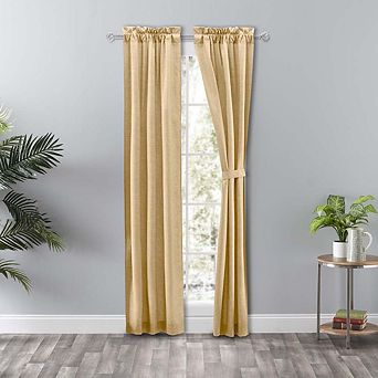 Curtain Lisa Solid Poly Cotton Premium Duck Fabric Tailored Panel Pair With Ties