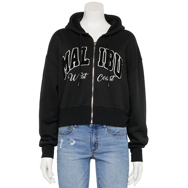 Juniors black zip online up hoodie