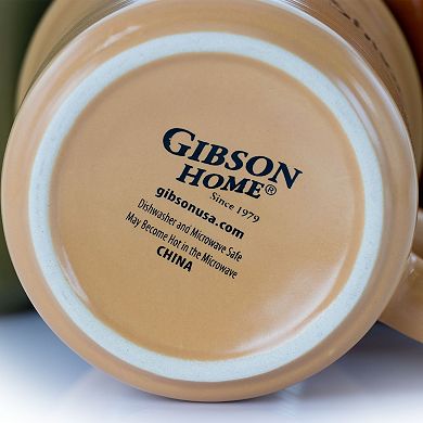 Gibson Everyday Thoughtful Morning 4 Piece 26 Ounce Stoneware Cup Set in Assorted Colors