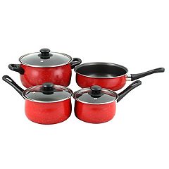 Oster Claybon 7 Piece Non Stick Aluminum Cookware Set in Red