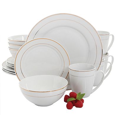 Gibson Home Palladine 16 Piece Dinnerware Double Gold Banded Set