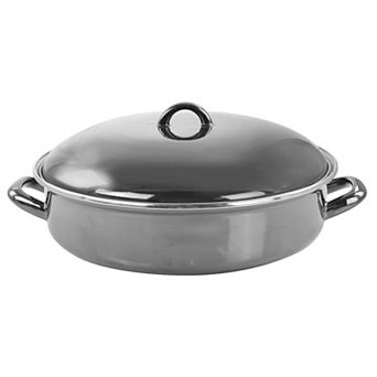 Gibson Home 5-qt Gray Enamel On Steel Braiser Pan with Lid