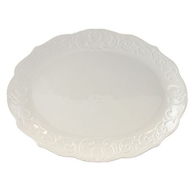 Gibson Home Royal Abbey Oval Embossed Durastone Platter