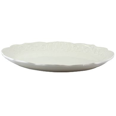 Gibson Home Royal Abbey Oval Embossed Durastone Platter