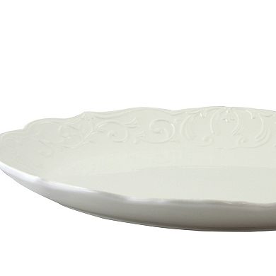 Gibson Home Royal Abbey Oval Embossed Durastone Platter