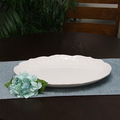 Gibson Home Royal Abbey Oval Embossed Durastone Platter