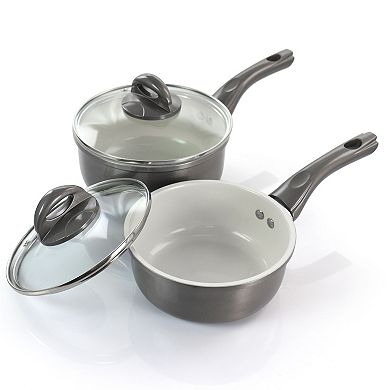 Gibson Home Hestonville 7 Piece Aluminum Nonstick Cookware Set with Bakelite Handles