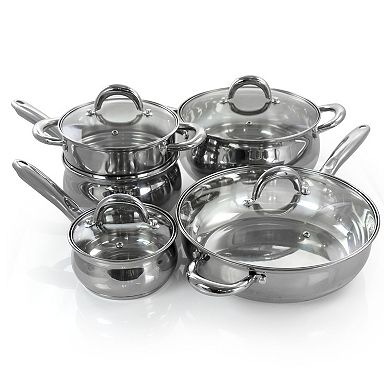 Gibson Home Ancona 12 Piece Stainless Steel Belly Shaped Cookware Set with Kitchen Tools