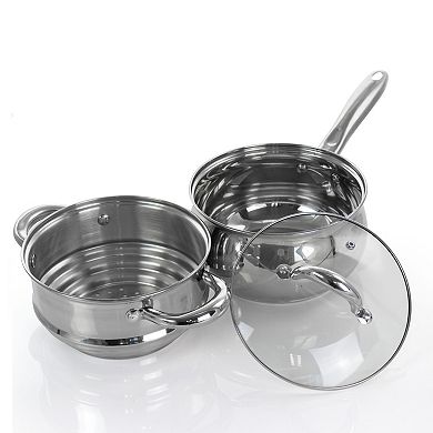 Gibson Home Ancona 12 Piece Stainless Steel Belly Shaped Cookware Set with Kitchen Tools