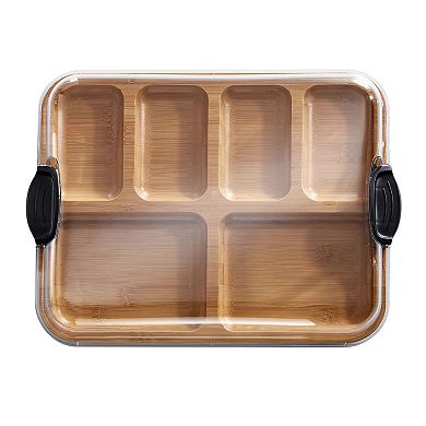 Farberware Build-a-Board 11" x 14" Bamboo Charcuterie Board with Locking Lid