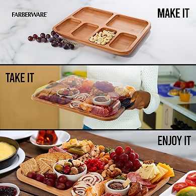 Farberware® 11" x 14" Build-a-Board Charcuterie Bamboo Board with Locking Lid 