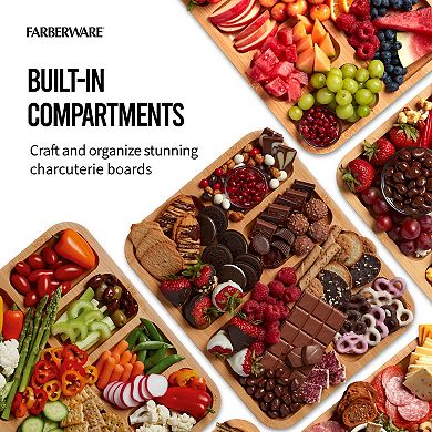 Farberware Build-a-Board 11" x 14" Bamboo Charcuterie Board with Locking Lid