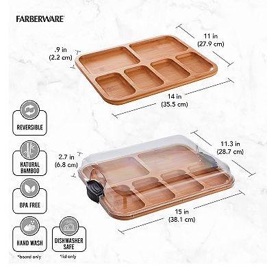 Farberware Build-a-Board 11" x 14" Bamboo Charcuterie Board with Locking Lid