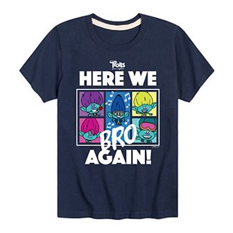 Boys 8-20 DreamWorks Trolls Movie Here We Bro Again Graphic Tee