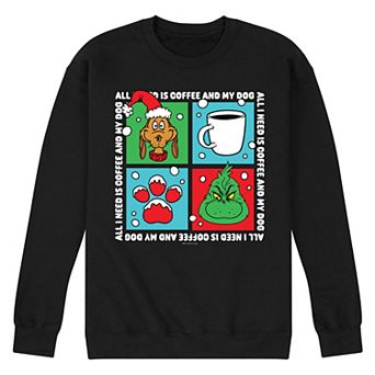 Men's Dr. Seuss The Grinch Coffee And Dog Fleece Sweatshirt