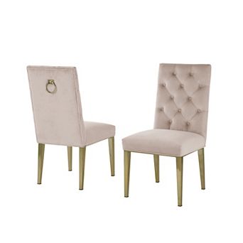Best Quality Furniture Dining Side Chair with Gold Chrome Base (Set of 2)