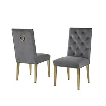Best Quality Furniture Dining Side Chair with Gold Chrome Base (Set of 2)