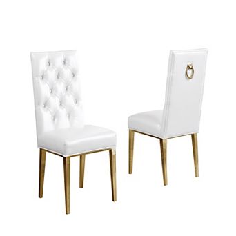 Best Quality Furniture Dining Side Chair with Gold Chrome Base (Set of 2)