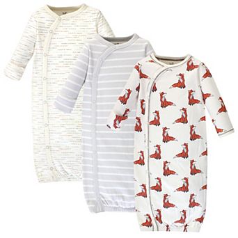 Touched By Nature Baby Boy Organic Cotton Side-closure Snap Long-sleeve Gowns 3 pk