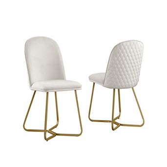 Best Quality Furniture Upholstered Dining Side Chair with Diamond Back Design (Set of 2)