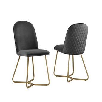 Best Quality Furniture Upholstered Dining Side Chair with Diamond Back Design (Set of 2)
