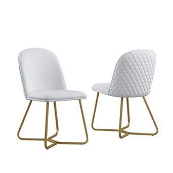 Best Quality Furniture Upholstered Dining Side Chair with Diamond Back Design (Set of 2)