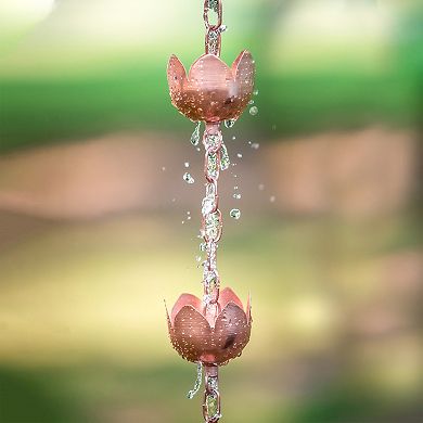 Marrgon 3 Ft Copper Rain Chain With Tulip Style Cups For Gutter Downspout Replacement