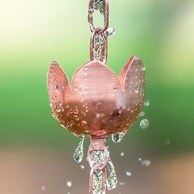 Marrgon 3 Ft Copper Rain Chain With Tulip Style Cups For Gutter Downspout Replacement