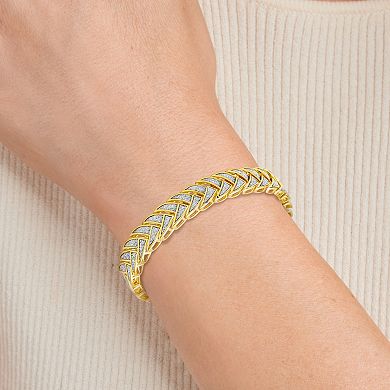 Classic Treasures 18k Gold Over Sterling Silver Glitter Braided Bracelet