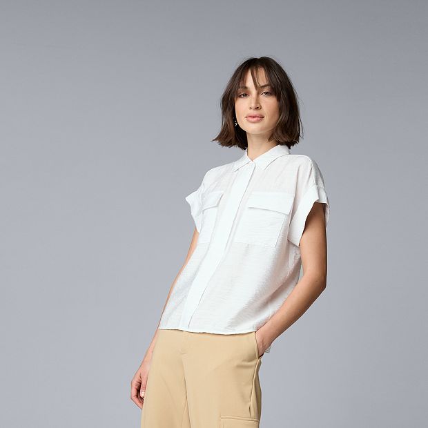 Petite Simply Vera Vera Wang Short Sleeve Shirt
