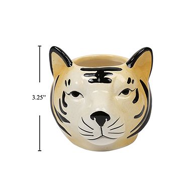 Truu Design Unique Decorative Ceramic Flower & Plant Tiger Face Vase