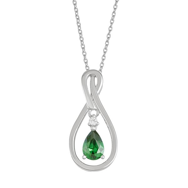 Women's Sterling Silver LabGrown Emerald & Sapphire Drop Pendant Necklace