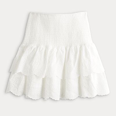 【U LAN】Canchu Eyelet Tiered Miniskirt Canchu Eyelet Tiered Miniskirt - ULAN | 60% - Asian Fashion