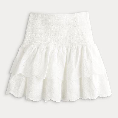 Juniors' SO Tiered Eyelet Detailed Mini Skirt